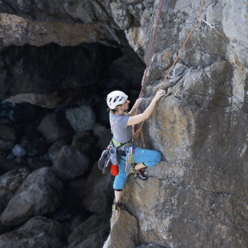 Alison Petty Coaching Rock Climbing